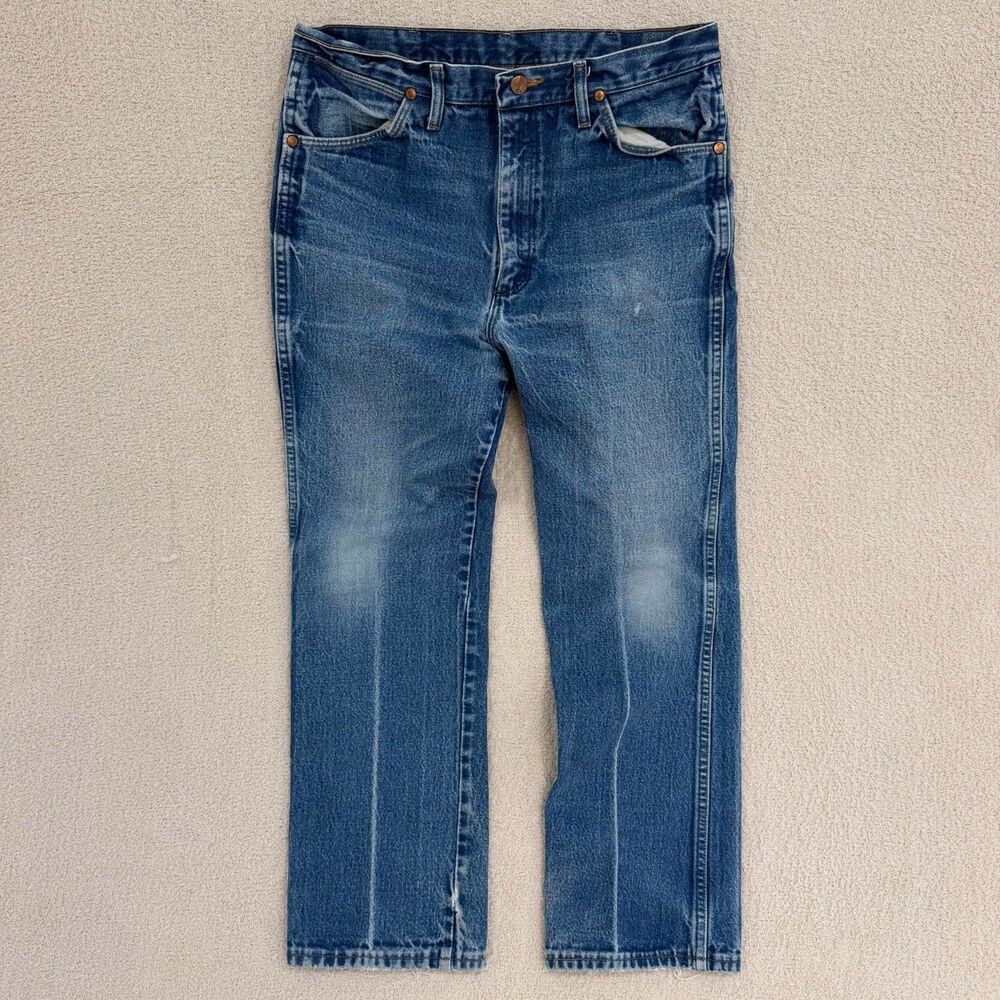 Wrangler 936DEN Cowboy Cut Slim Fit Jeans Mens 36x30 Medium Wash Western Denim